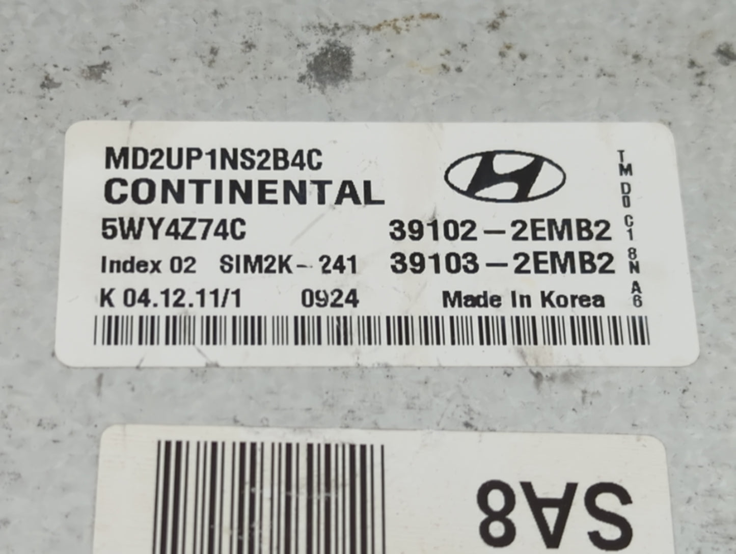 2011-2013 Hyundai Elantra PCM Engine Control Computer ECU ECM PCU OEM P/N:MD2UP1NS2B4C 5WY4Z74C Fits Fits 2011 2012 2013 OEM