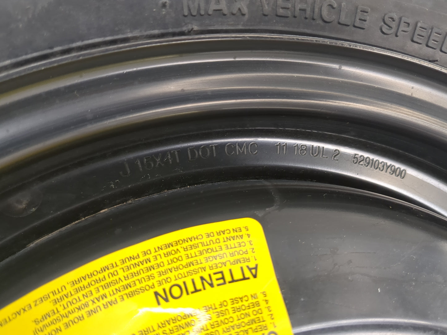 2011-2022 Hyundai Elantra Spare Donut Tire Wheel Rim Oem 1455246 - Oemusedautoparts1.com