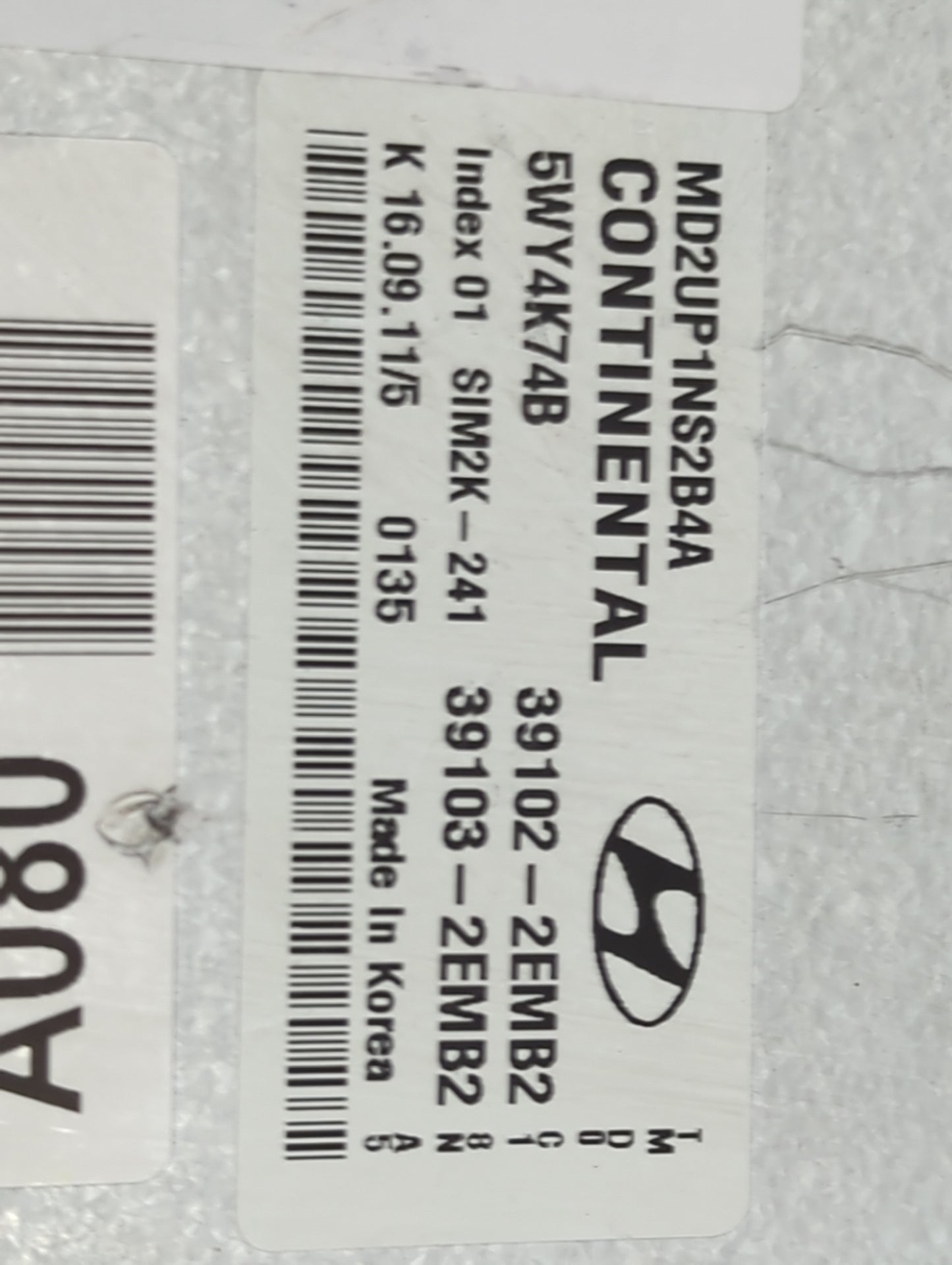 2011-2013 Hyundai Elantra PCM Engine Control Computer ECU ECM PCU OEM P/N:MD2UP1NS2B4A 5WY4K74B Fits Fits 2011 2012 2013 OEM