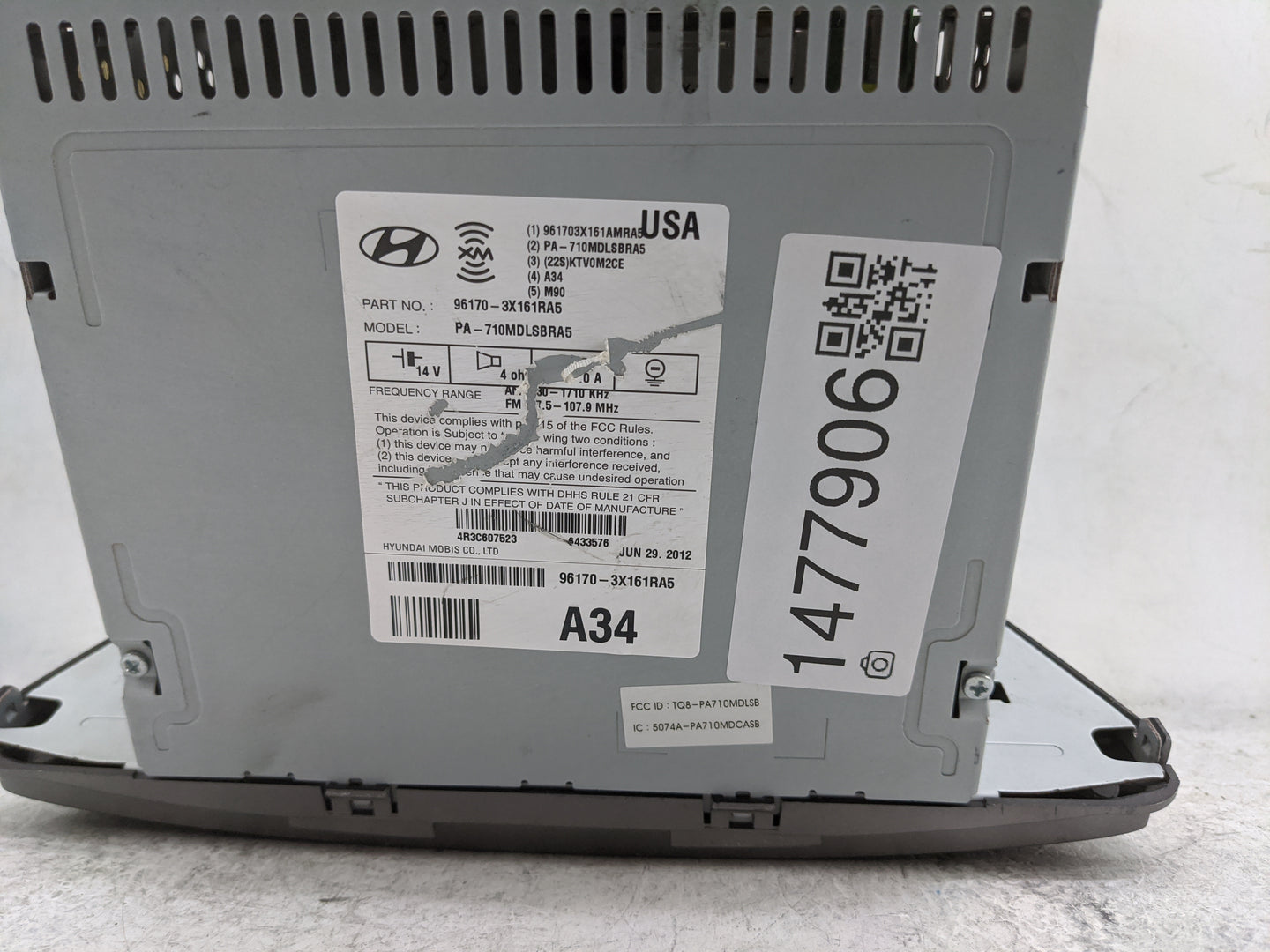 2011-2013 Hyundai Elantra Radio AM FM Cd Player Receiver Replacement P/N:96170-3X161RA5 PA-710MDLSBRA5 Fits Fits 2011 2012 2