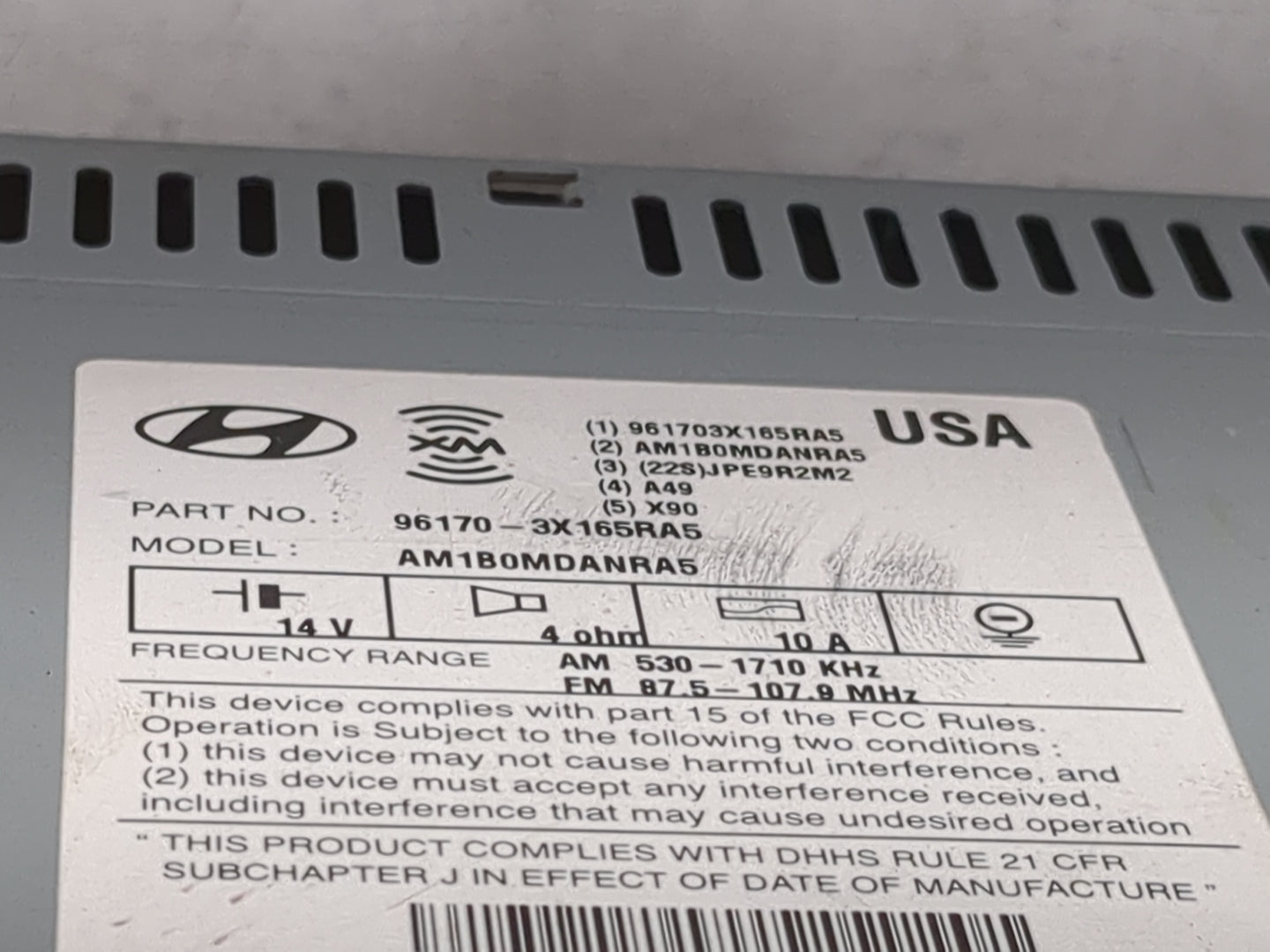 2013 Hyundai Elantra Radio AM FM Cd Player Receiver Replacement P/N:961703X165RA5 AM1B0MDANRA5 Fits OEM Used Auto Parts - Oe