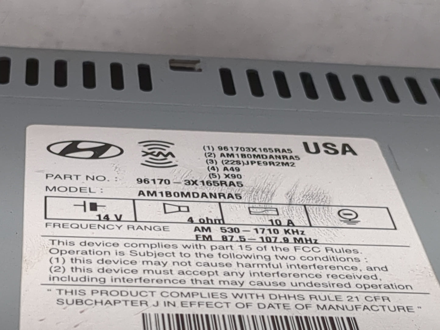 2013 Hyundai Elantra Radio AM FM Cd Player Receiver Replacement P/N:961703X165RA5 AM1B0MDANRA5 Fits OEM Used Auto Parts - Oe