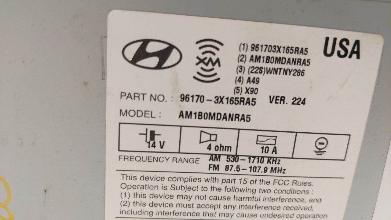 2013 Hyundai Elantra Radio AM FM Cd Player Receiver Replacement P/N:96170-3X165RA5 Fits OEM Used Auto Parts - Oemusedautopar