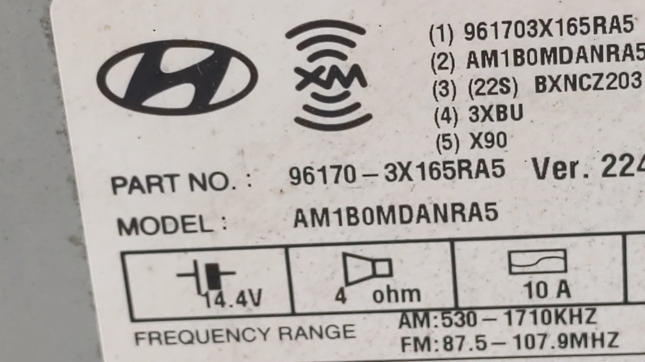 2013 Hyundai Elantra Radio AM FM Cd Player Receiver Replacement P/N:96170-3X165RA5 Fits OEM Used Auto Parts - Oemusedautopar