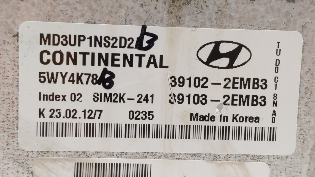 2011-2013 Hyundai Elantra PCM Engine Control Computer ECU ECM PCU OEM P/N:39103-2EMB2 39102-2EMB2, 39103-2EMP2 Fits 2011 201