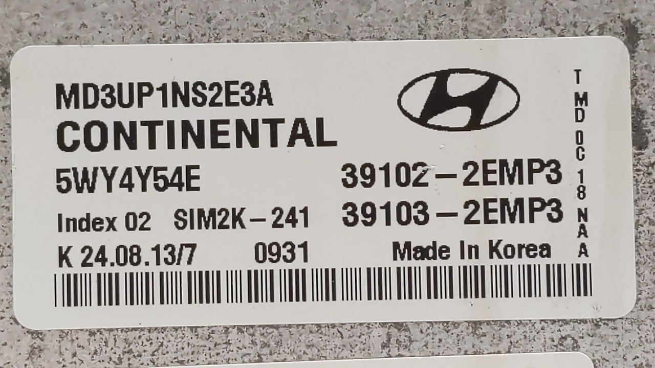 2011-2013 Hyundai Elantra PCM Engine Control Computer ECU ECM PCU OEM P/N:39103-2EMB2 39102-2EMB2 Fits Fits 2011 2012 2013 O