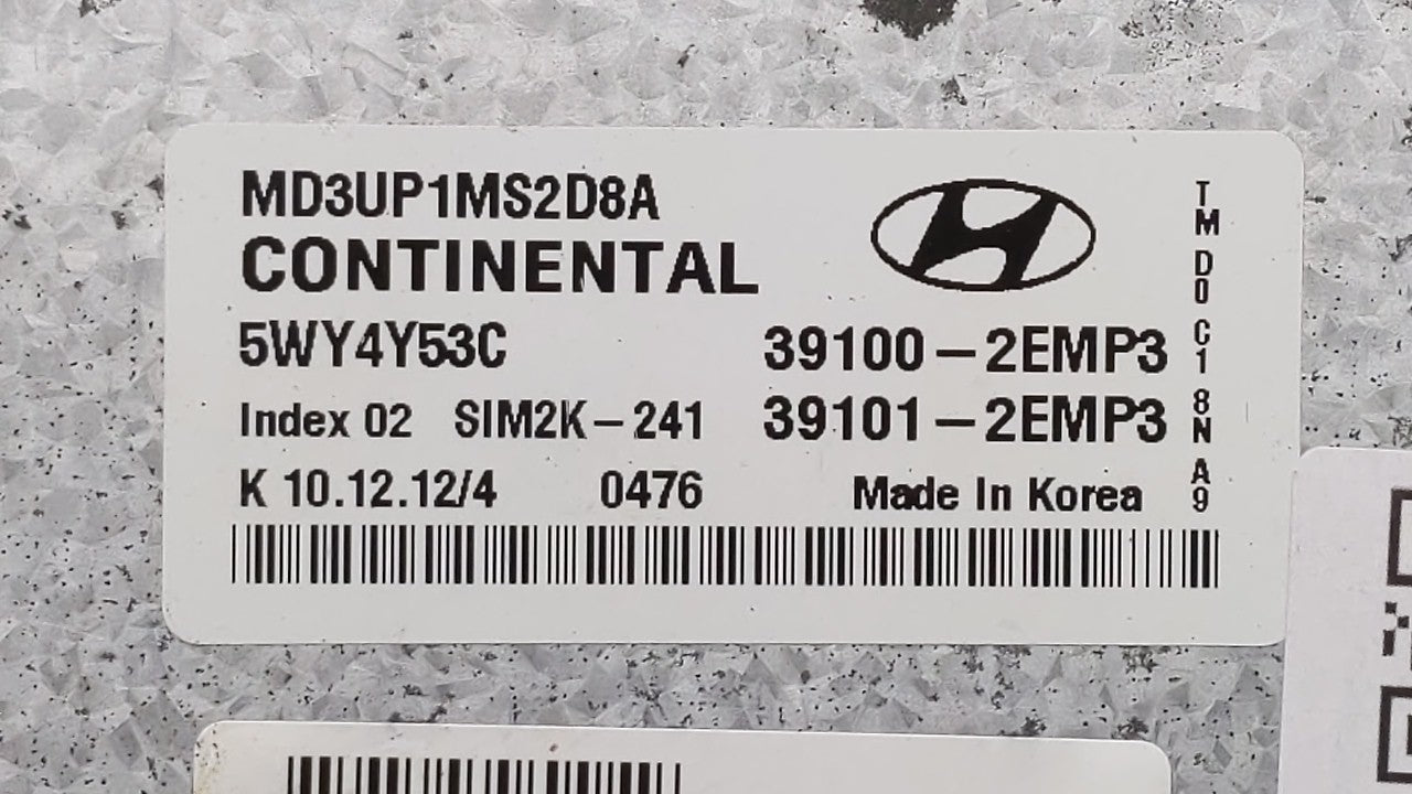 2011-2013 Hyundai Elantra PCM Engine Control Computer ECU ECM PCU OEM P/N:39103-2EMB2 39102-2EMB2 Fits Fits 2011 2012 2013 O