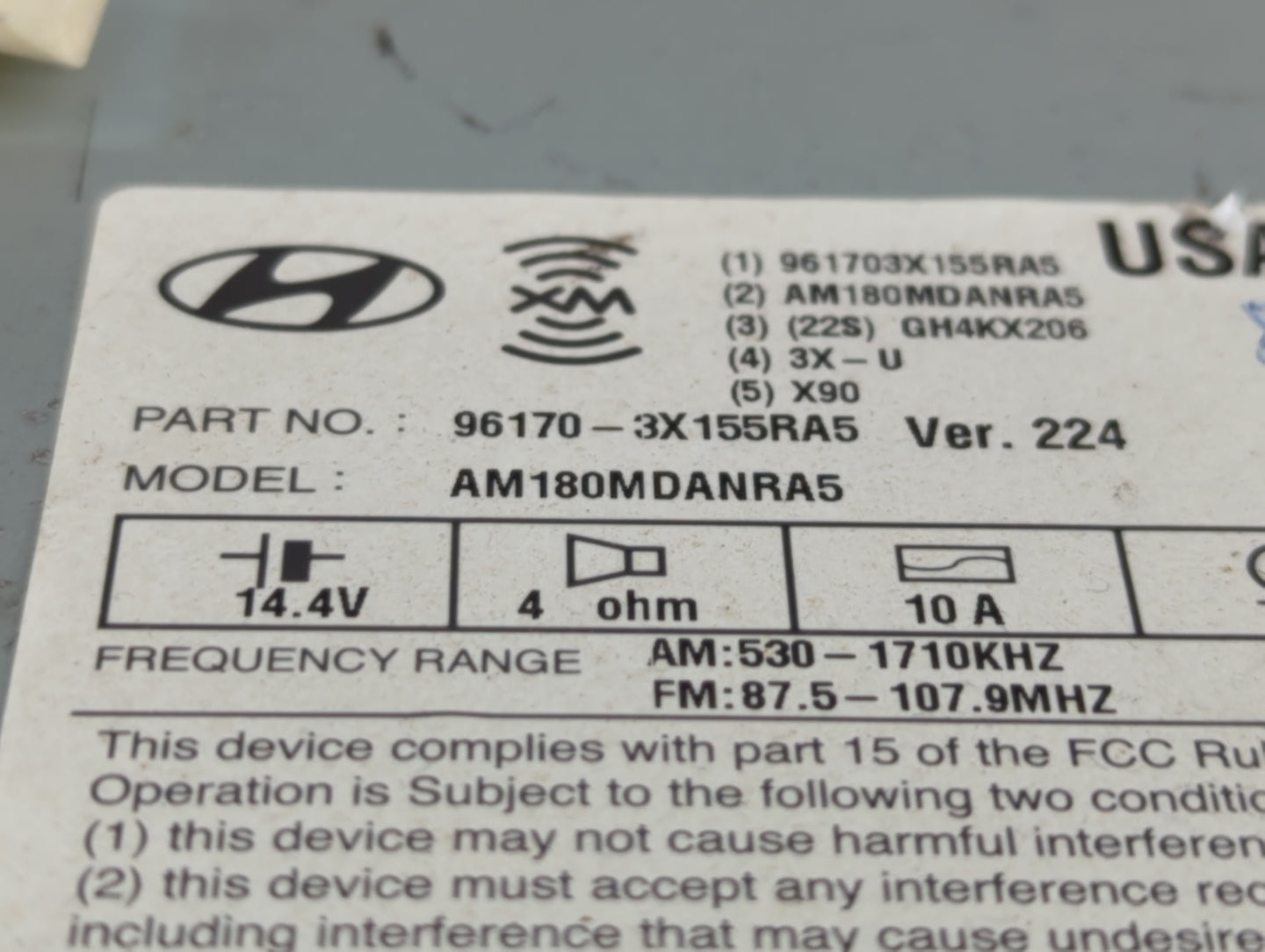 2013 Hyundai Elantra Radio AM FM Cd Player Receiver Replacement P/N:96170-3X155RA5 Fits OEM Used Auto Parts - Oemusedautopar