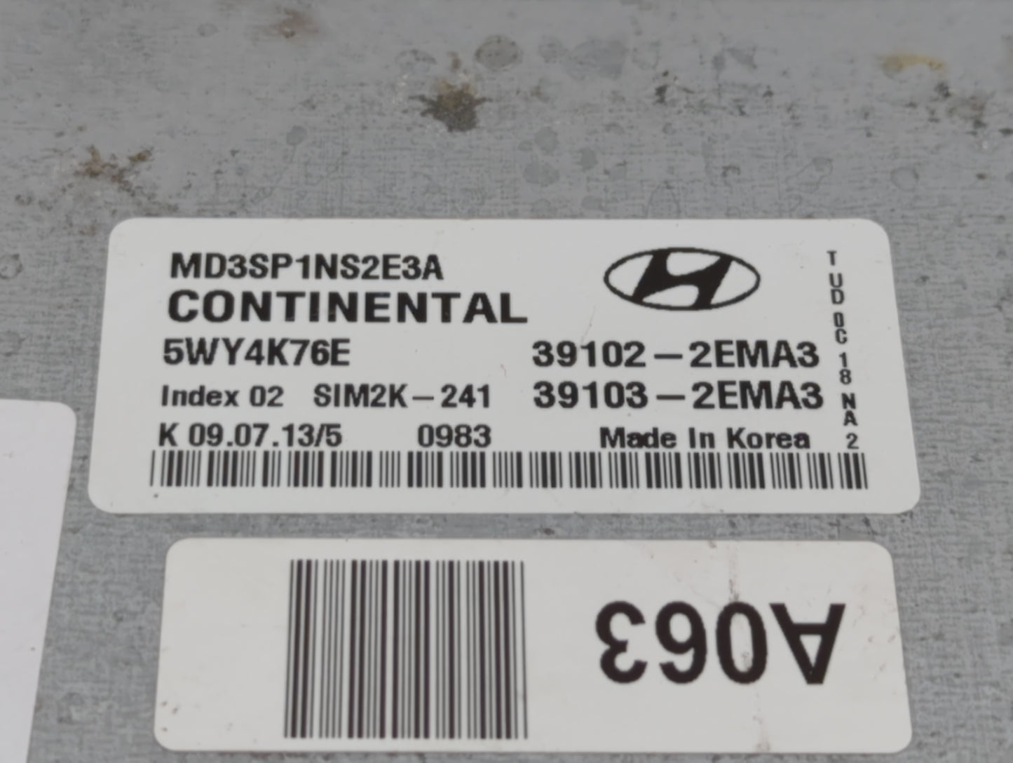 2011-2013 Hyundai Elantra PCM Engine Control Computer ECU ECM PCU OEM P/N:39102-2EMN2 39103-2EMN2 Fits Fits 2011 2012 2013 O