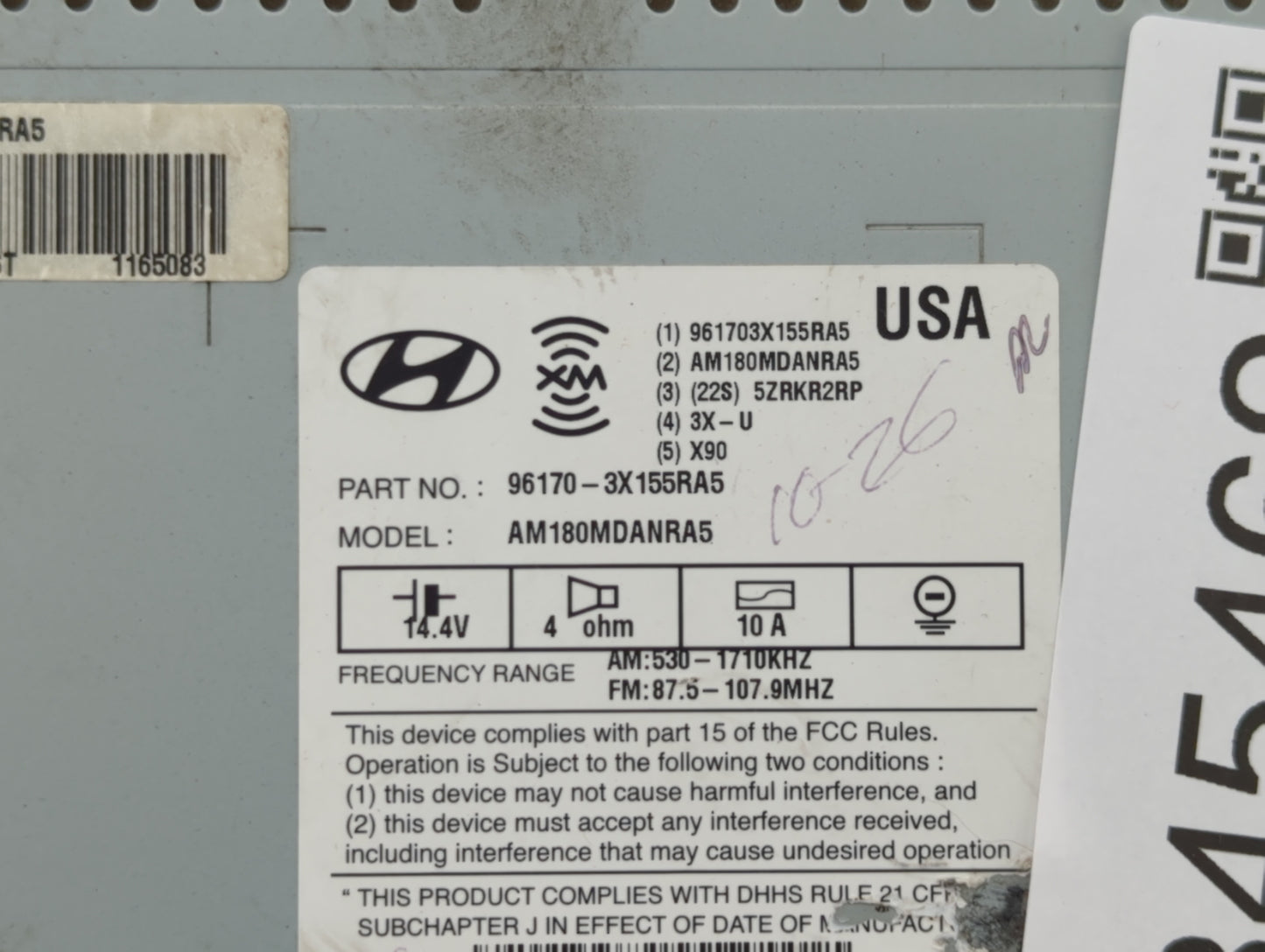 2013-2013 Hyundai Elantra Am Fm Cd Player Radio Receiver - Oemusedautoparts1.com
