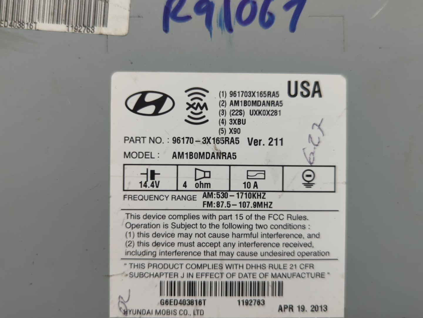 2013-2013 Hyundai Elantra Am Fm Cd Player Radio Receiver - Oemusedautoparts1.com