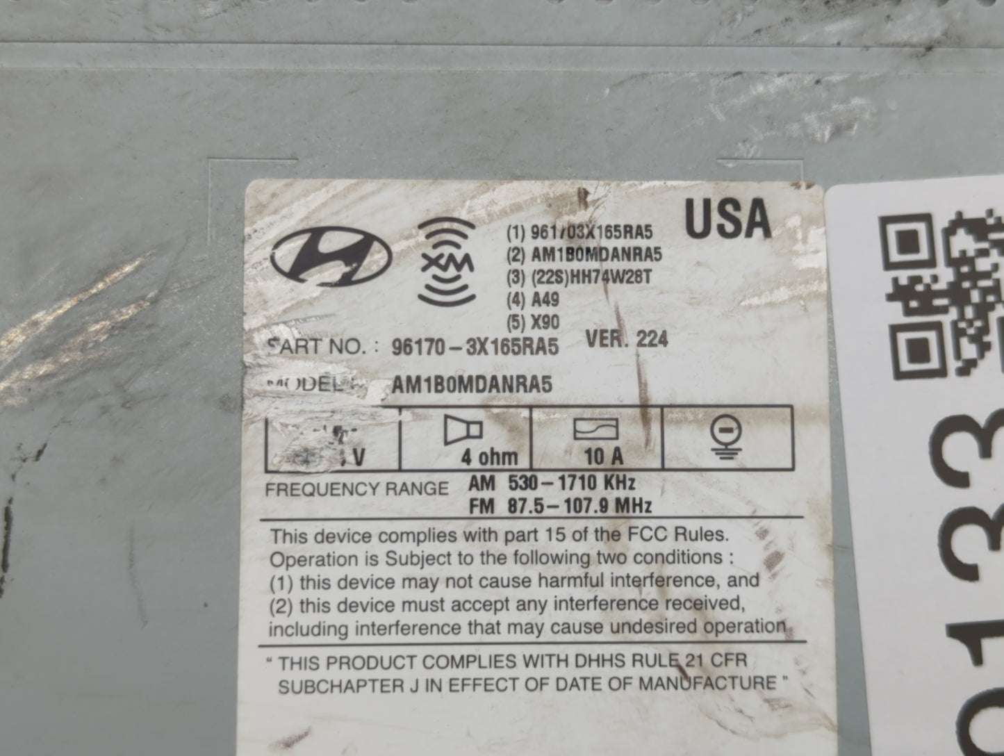 2013 Hyundai Elantra Radio AM FM Cd Player Receiver Replacement P/N:96170-3X165RA5 Fits OEM Used Auto Parts - Oemusedautopar