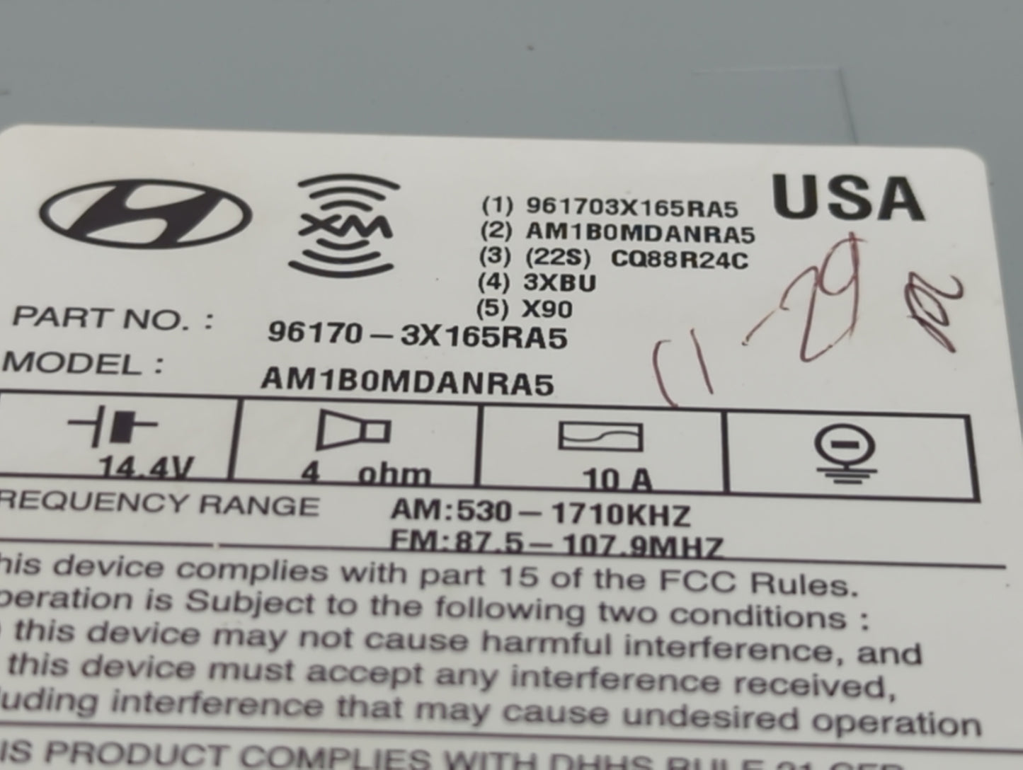2013-2013 Hyundai Elantra Am Fm Cd Player Radio Receiver - Oemusedautoparts1.com