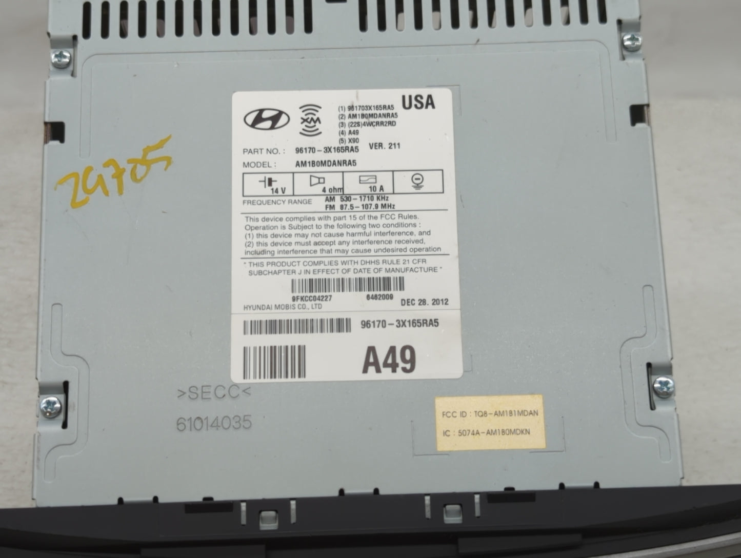 2013-2013 Hyundai Elantra Am Fm Cd Player Radio Receiver - Oemusedautoparts1.com