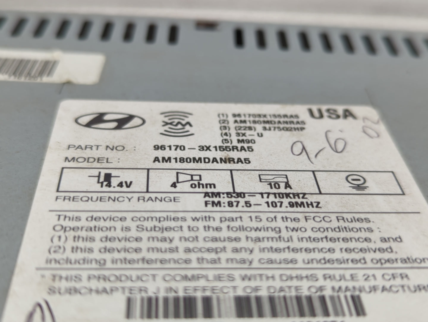 2013 Hyundai Elantra Radio AM FM Cd Player Receiver Replacement P/N:96170-3X155RA5 961703X155, 961703X161BLH, 961703X165RA5 