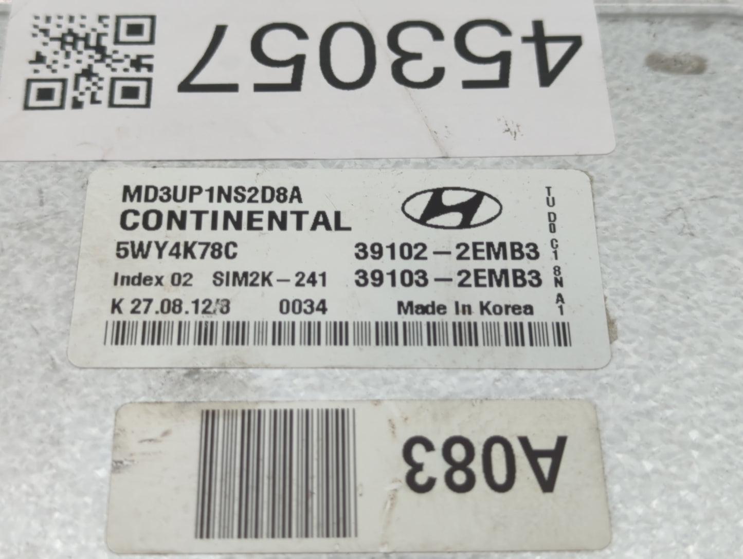2011 Hyundai Elantra PCM Engine Control Computer ECU ECM PCU OEM P/N:39103-2EMB3 39102-2EMB3, 39102-2EMA0, 39103-2EMA0 Fits 