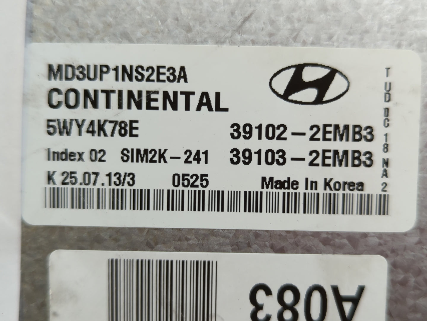 2011-2013 Hyundai Elantra PCM Engine Control Computer ECU ECM PCU OEM P/N:39103-2EMB3 39102-2EMB3 Fits Fits 2011 2012 2013 O