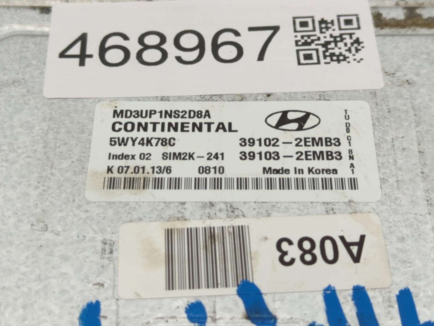 2011-2013 Hyundai Elantra PCM Engine Control Computer ECU ECM PCU OEM P/N:39103-2EMP3 39102-2EMP3 Fits Fits 2011 2012 2013 O