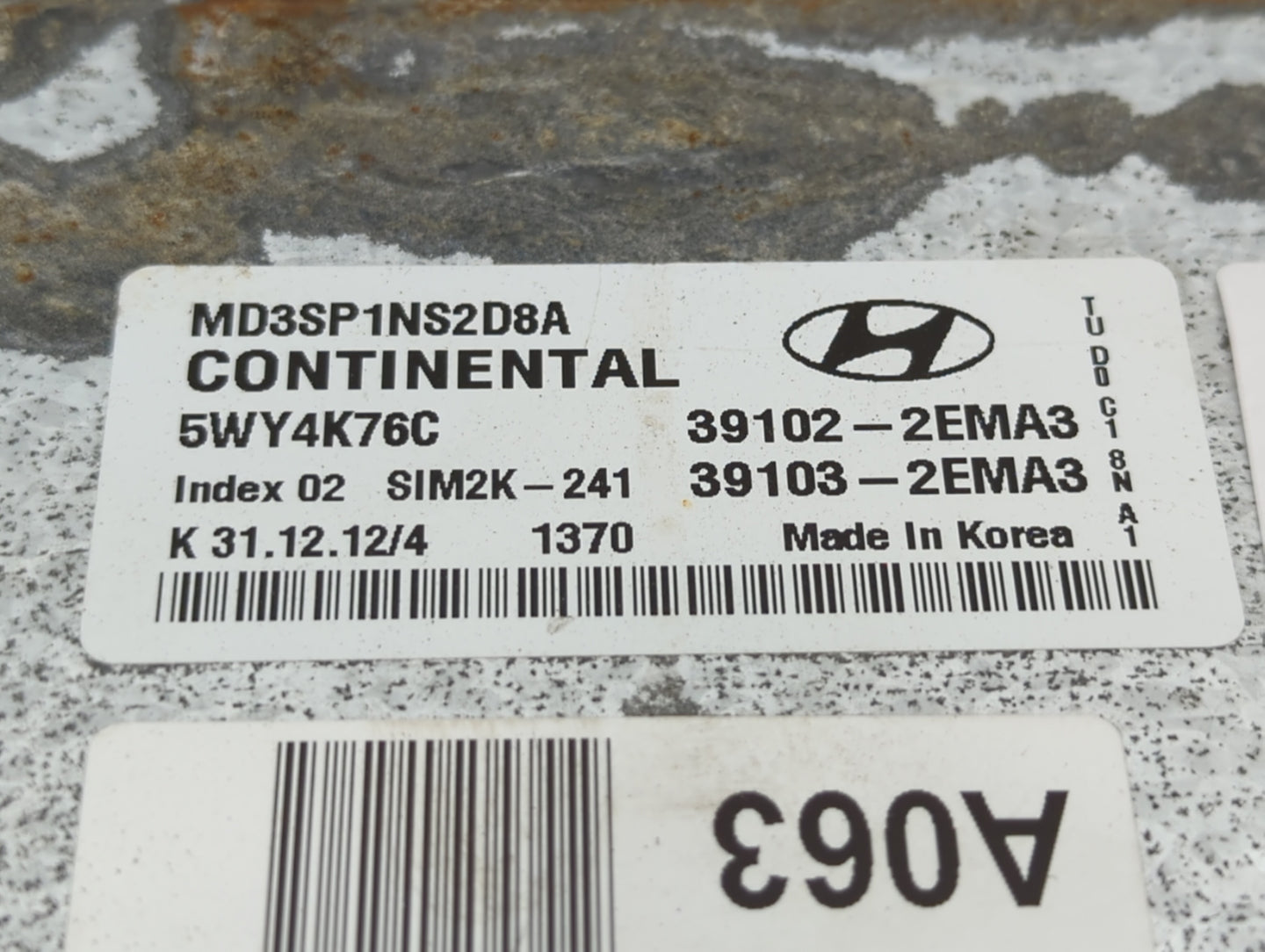 2011-2013 Hyundai Elantra PCM Engine Control Computer ECU ECM PCU OEM P/N:39102-2EMA0 39103-2EMN3 Fits Fits 2011 2012 2013 O