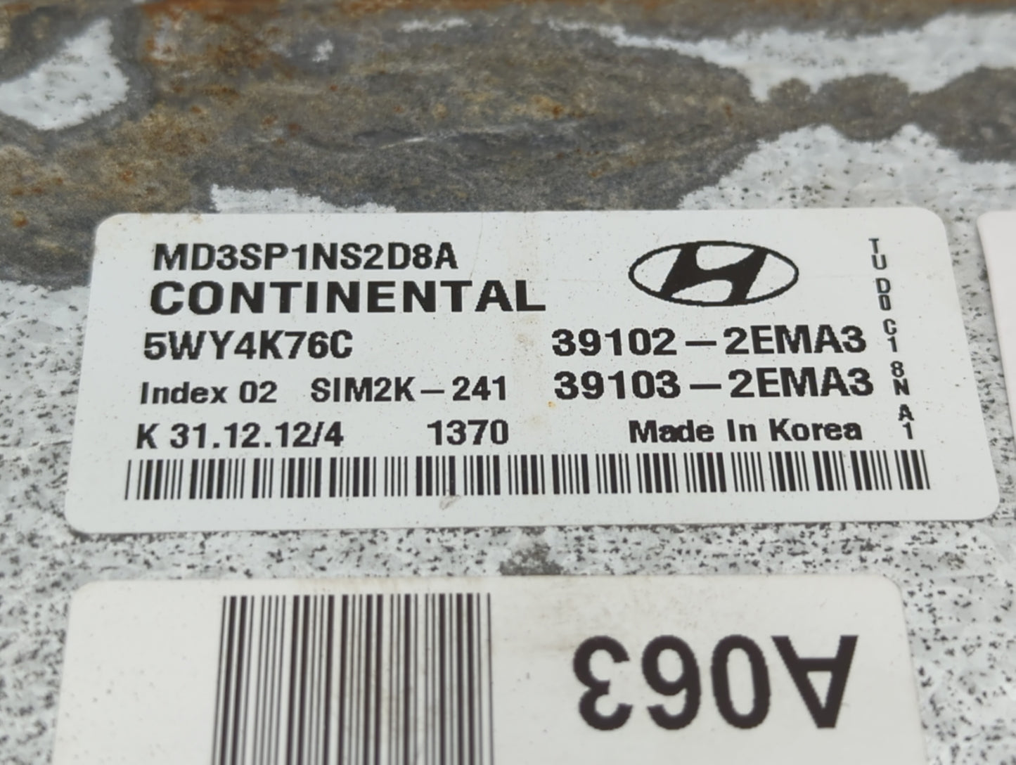 2011-2013 Hyundai Elantra PCM Engine Control Computer ECU ECM PCU OEM P/N:39102-2EMA0 39103-2EMN3 Fits Fits 2011 2012 2013 O