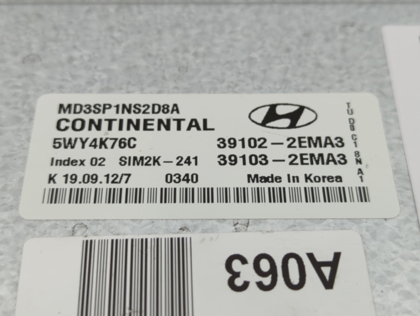 2011-2013 Hyundai Elantra PCM Engine Control Computer ECU ECM PCU OEM P/N:39102-2EMA0 39103-2EMN3 Fits Fits 2011 2012 2013 O