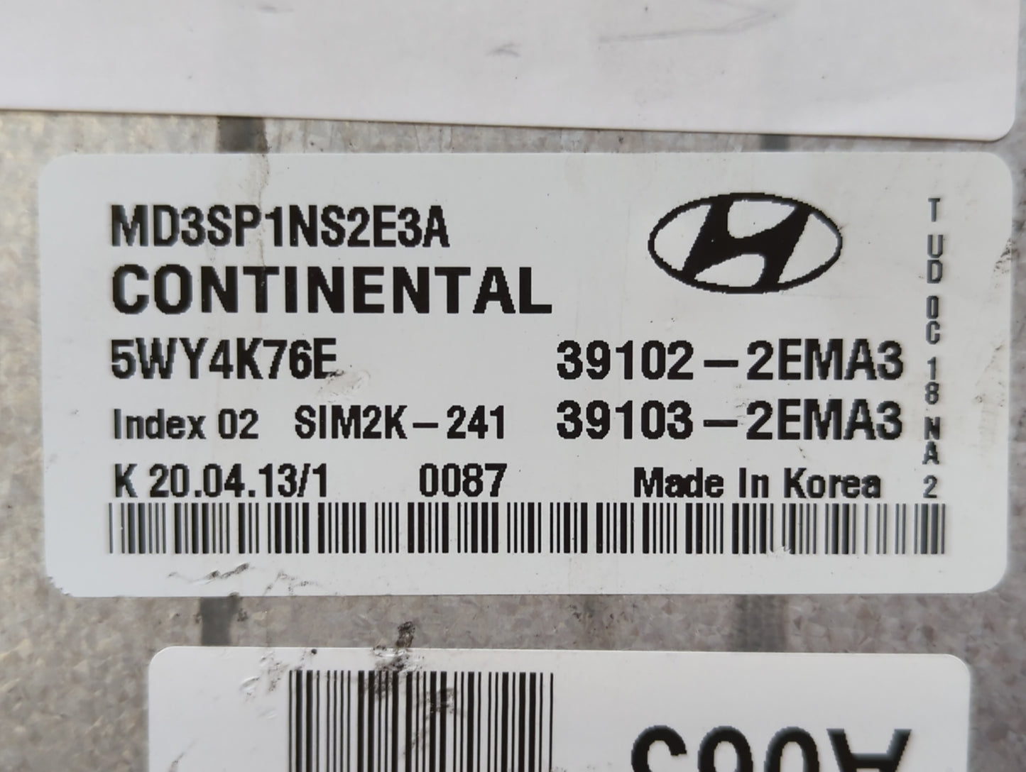 2011-2013 Hyundai Elantra PCM Engine Control Computer ECU ECM PCU OEM P/N:39102-2EMA0 39103-2EMN3 Fits Fits 2011 2012 2013 O