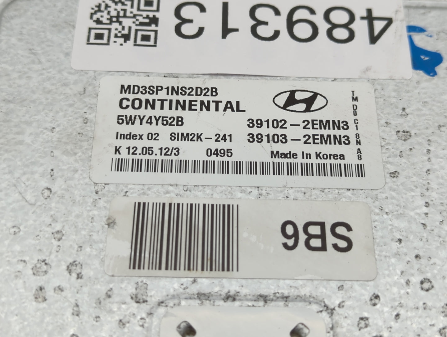2011-2013 Hyundai Elantra PCM Engine Control Computer ECU ECM PCU OEM P/N:39102-2EMA0 39103-2EMN3 Fits Fits 2011 2012 2013 O