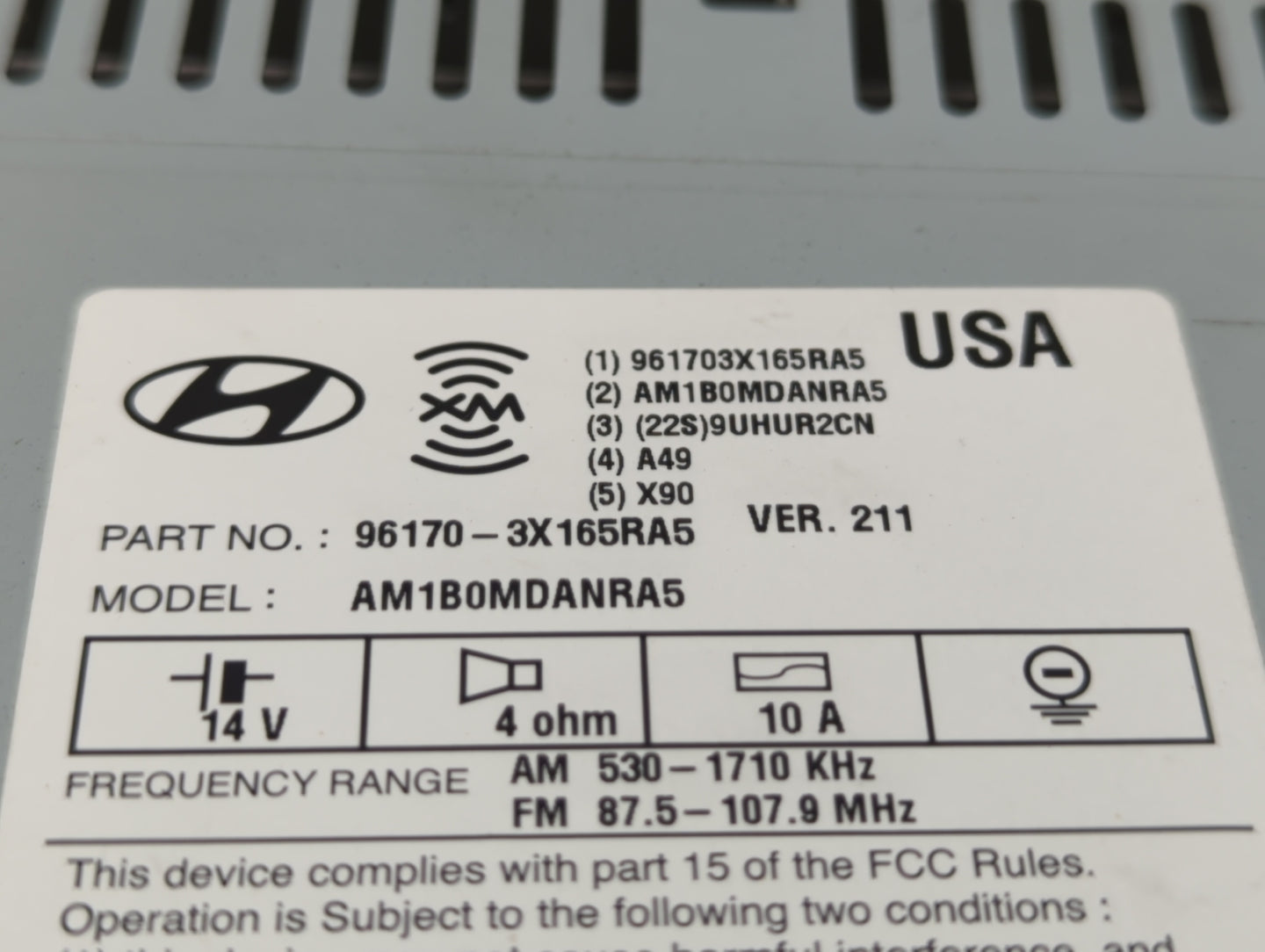 2013 Hyundai Elantra Radio AM FM Cd Player Receiver Replacement P/N:96170-3X165RA5 Fits OEM Used Auto Parts - Oemusedautopar