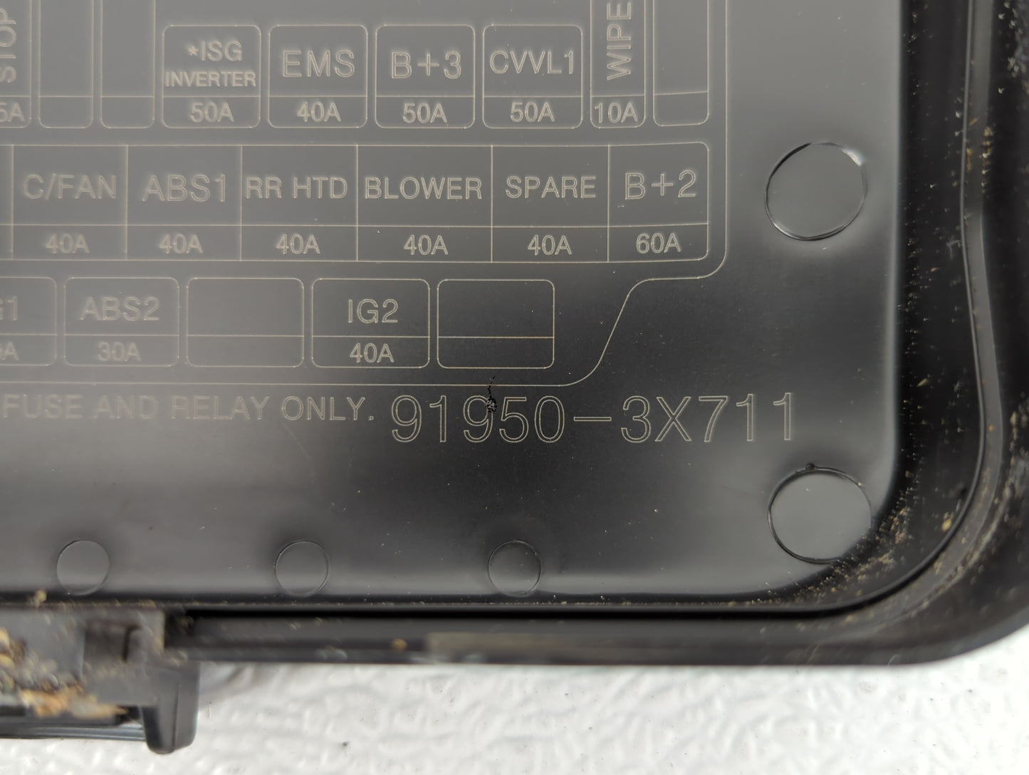 2011-2013 Hyundai Elantra Fusebox Fuse Box Panel Relay Module P/N:91950-3X711 91950-3X510, 91950-1H031 Fits Fits 2011 2012 2