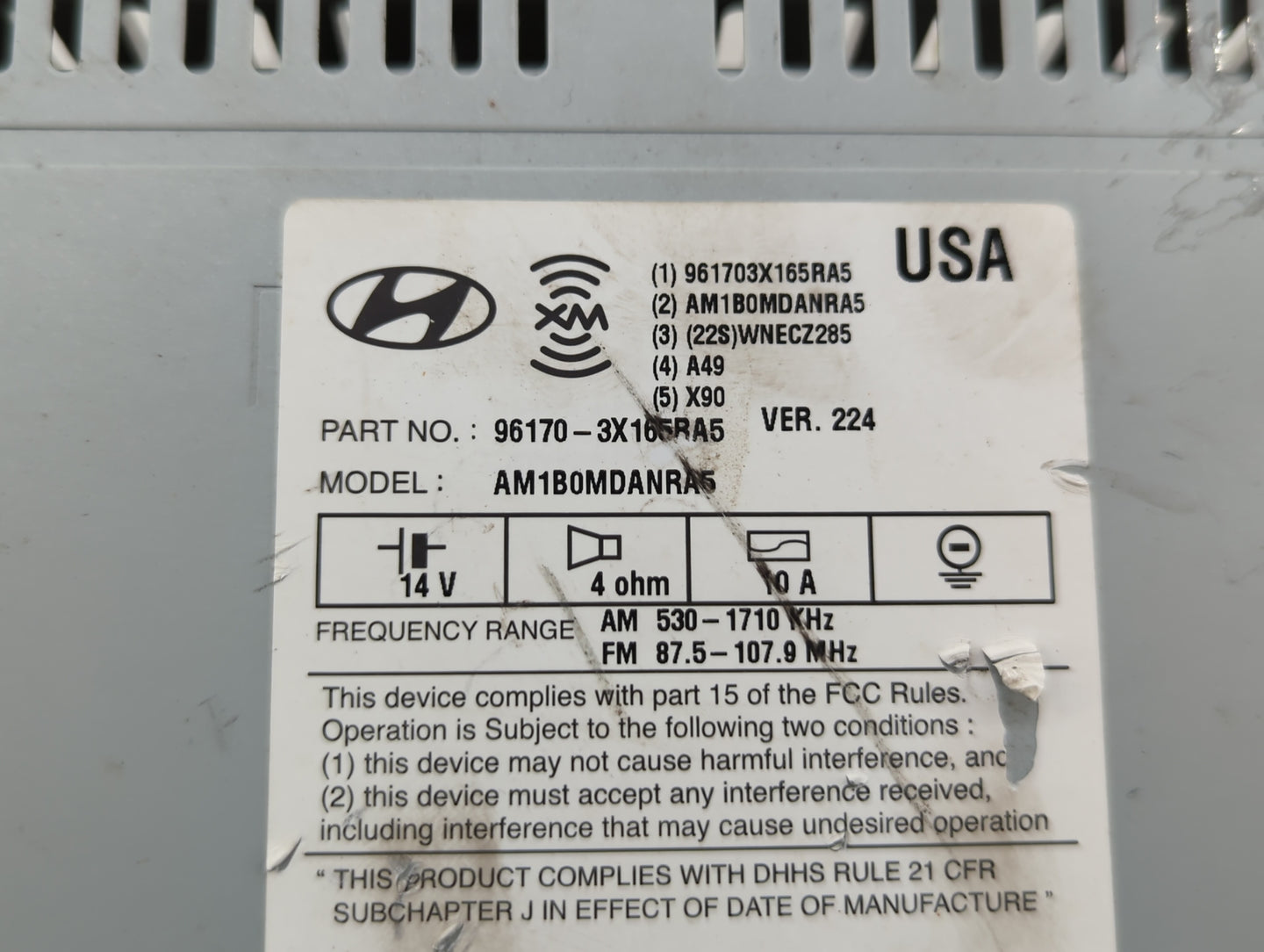 2013 Hyundai Elantra Radio AM FM Cd Player Receiver Replacement P/N:96170-3X165RA5 Fits OEM Used Auto Parts - Oemusedautopar