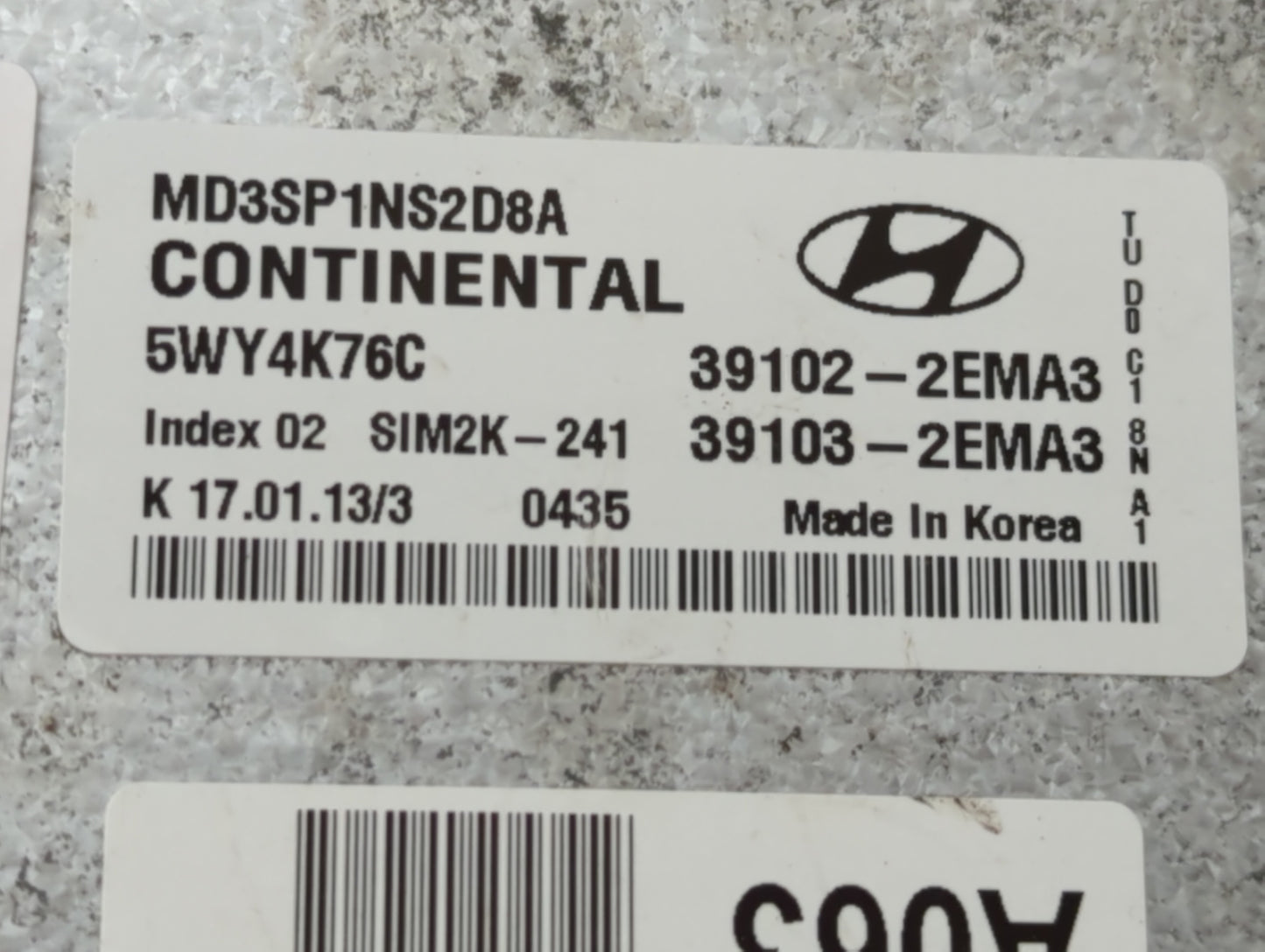 2011-2013 Hyundai Elantra PCM Engine Control Computer ECU ECM PCU OEM P/N:39103-2EMA3 39102-2EMA3 Fits Fits 2011 2012 2013 O