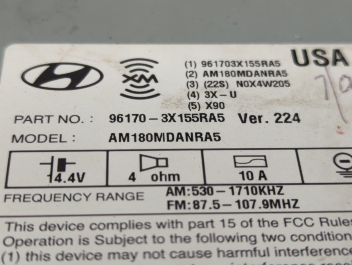 2013 Hyundai Elantra Radio AM FM Cd Player Receiver Replacement P/N:96170-3X155RA5 HS7T-19-BD Fits OEM Used Auto Parts - Oem