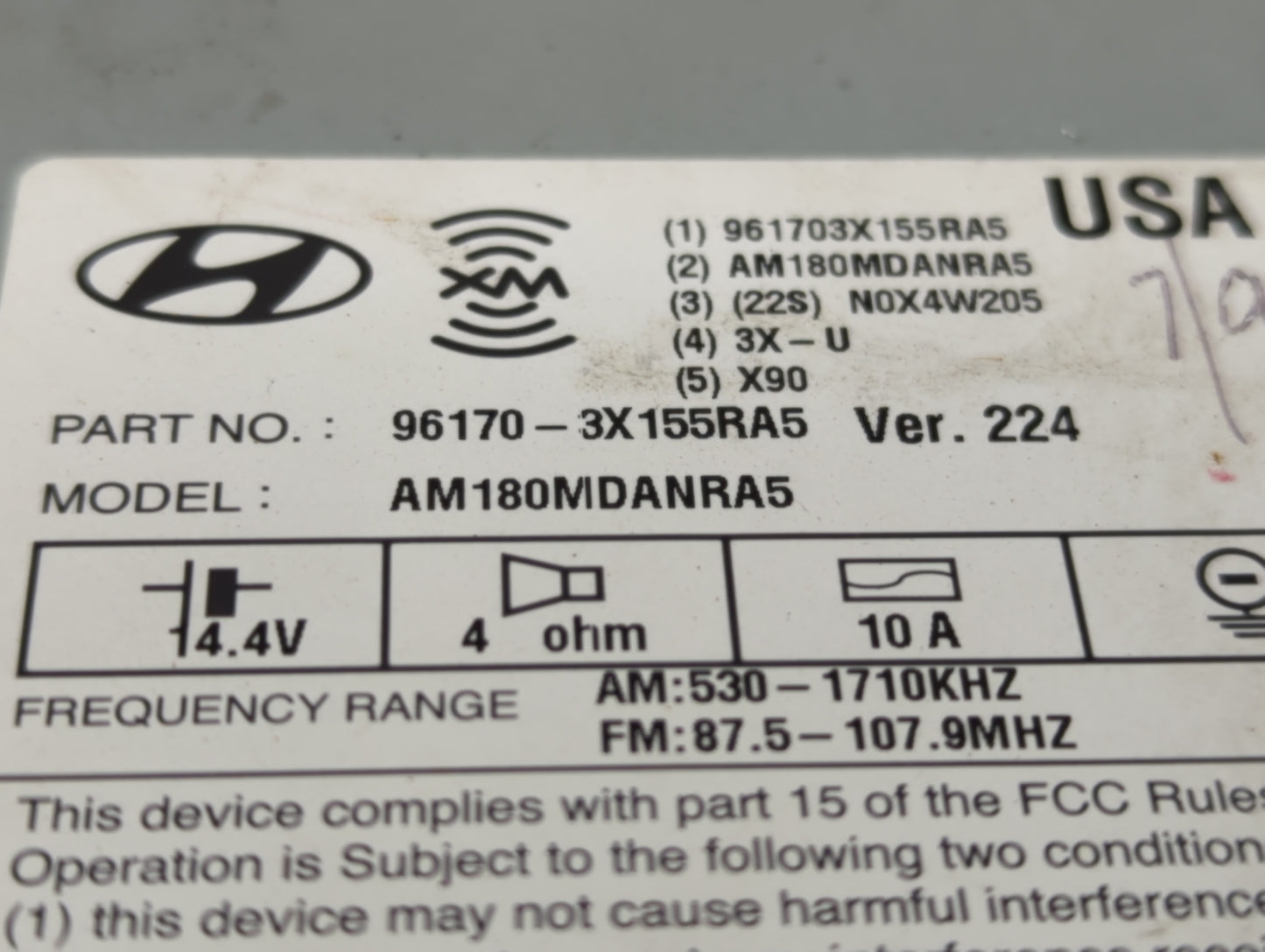 2013 Hyundai Elantra Radio AM FM Cd Player Receiver Replacement P/N:96170-3X155RA5 HS7T-19-BD Fits OEM Used Auto Parts - Oem