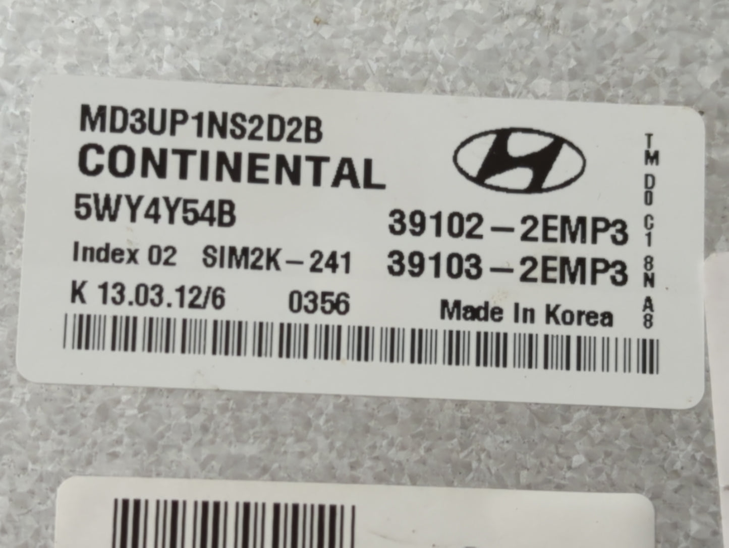 2011-2013 Hyundai Elantra PCM Engine Control Computer ECU ECM PCU OEM P/N:39102-2EMP3 Fits Fits 2011 2012 2013 OEM Used Auto