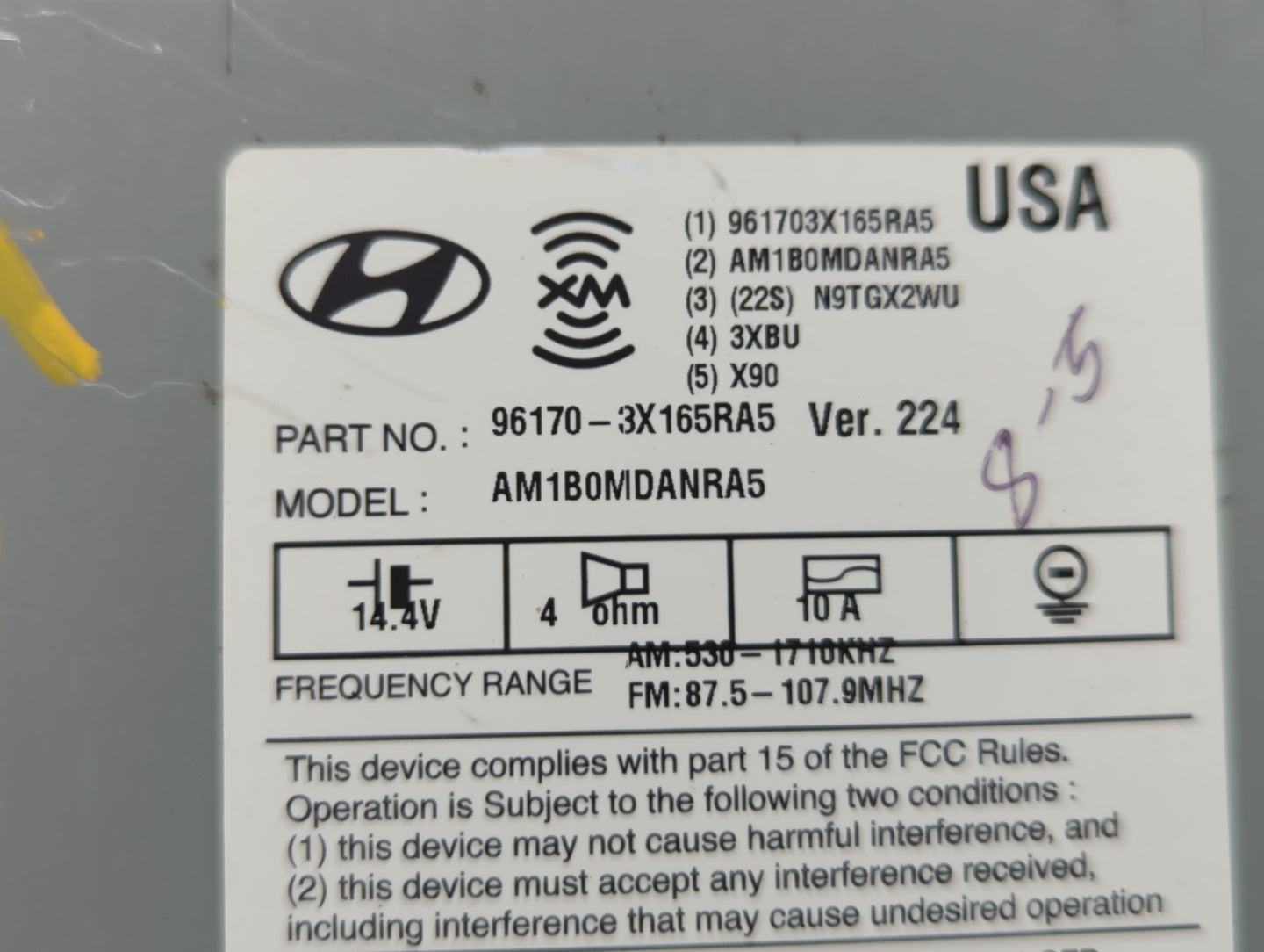 2013-2013 Hyundai Elantra Am Fm Cd Player Radio Receiver - Oemusedautoparts1.com