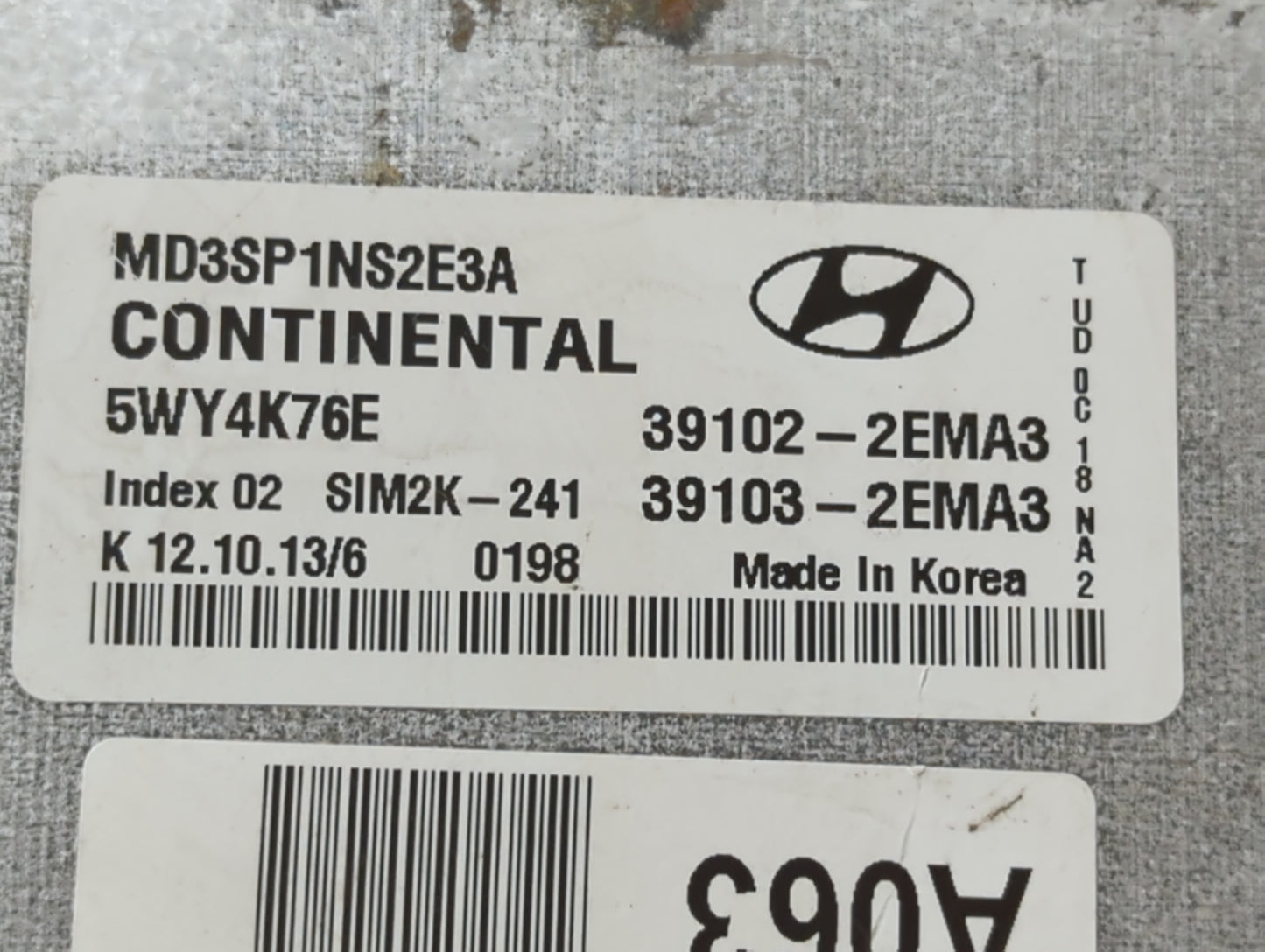 2013 Hyundai Elantra PCM Engine Control Computer ECU ECM PCU OEM P/N:39102-2EMA3 Fits OEM Used Auto Parts - Oemusedautoparts