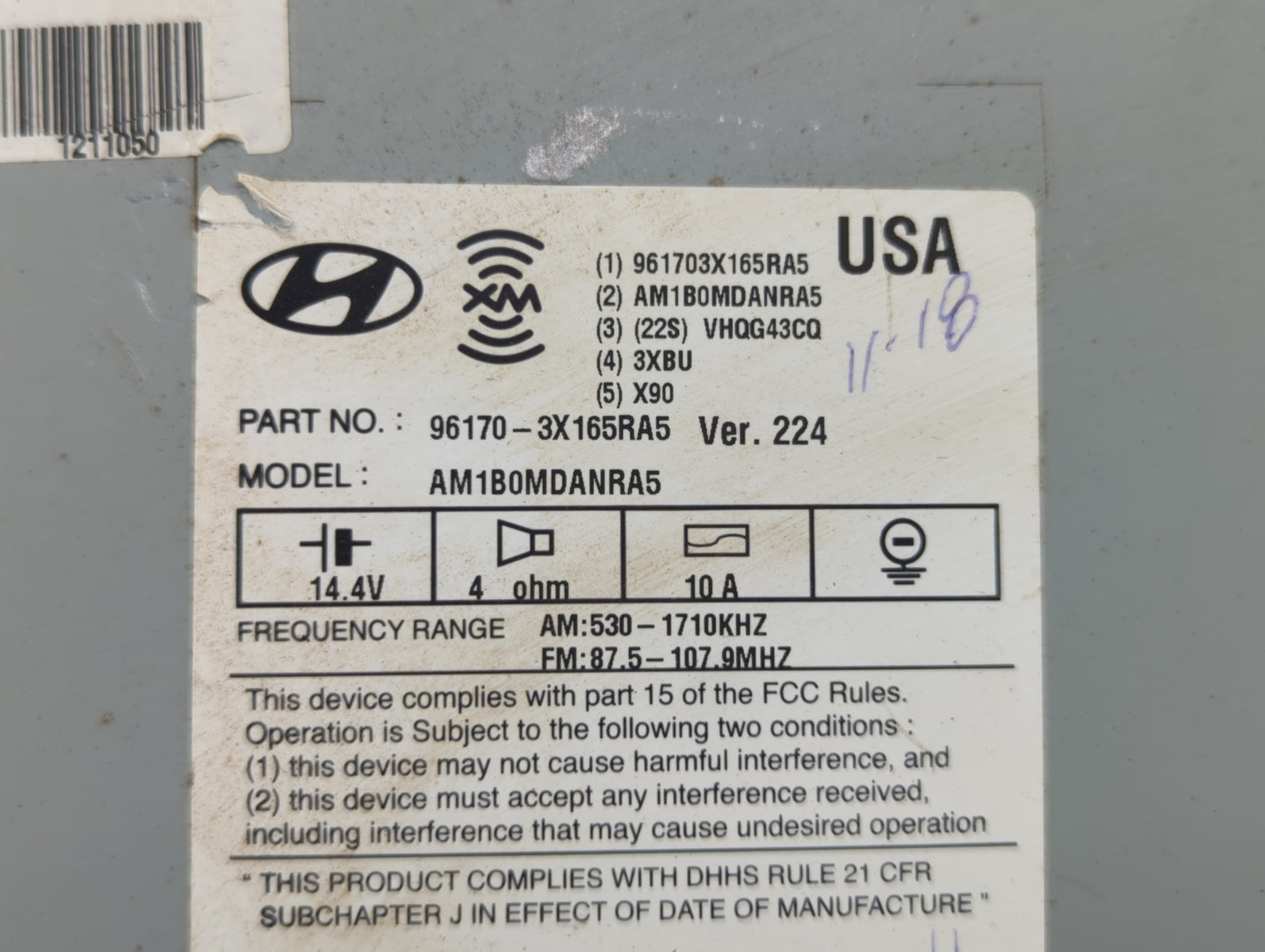2013-2013 Hyundai Elantra Am Fm Cd Player Radio Receiver - Oemusedautoparts1.com