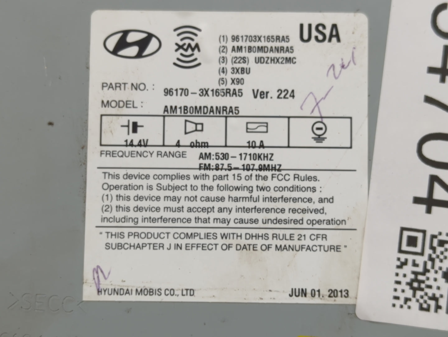 2013-2013 Hyundai Elantra Am Fm Cd Player Radio Receiver - Oemusedautoparts1.com