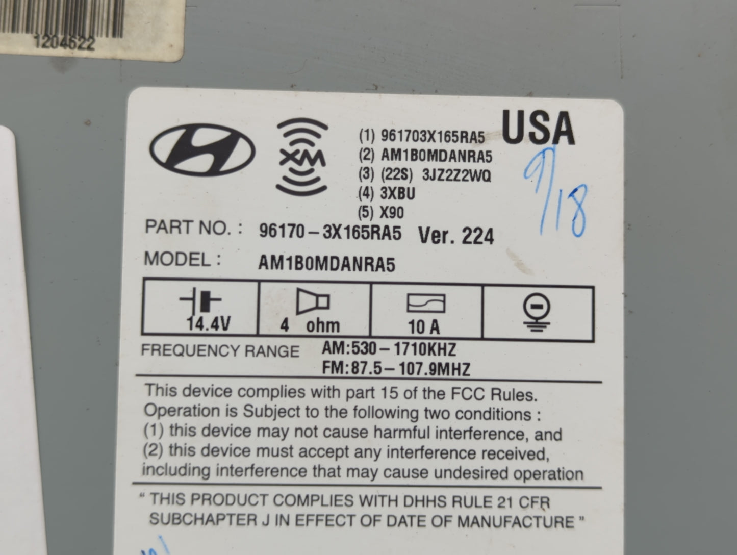 2013-2013 Hyundai Elantra Am Fm Cd Player Radio Receiver - Oemusedautoparts1.com