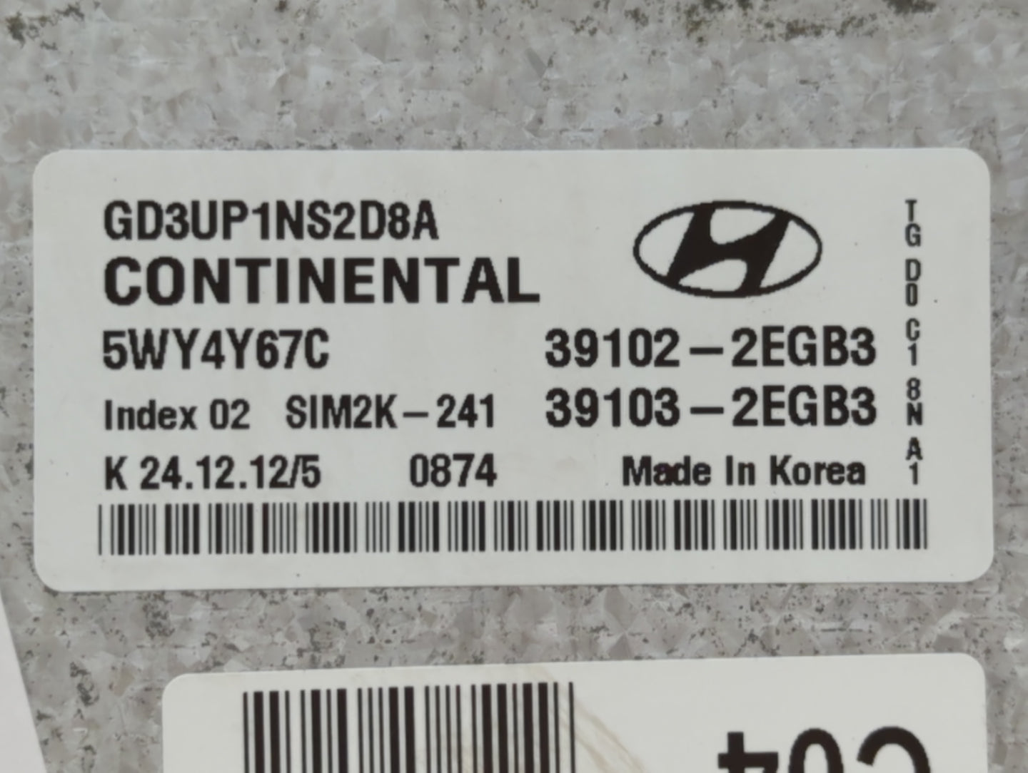 2013 Hyundai Elantra PCM Engine Control Computer ECU ECM PCU OEM P/N:39102-2EGB3 Fits OEM Used Auto Parts - Oemusedautoparts