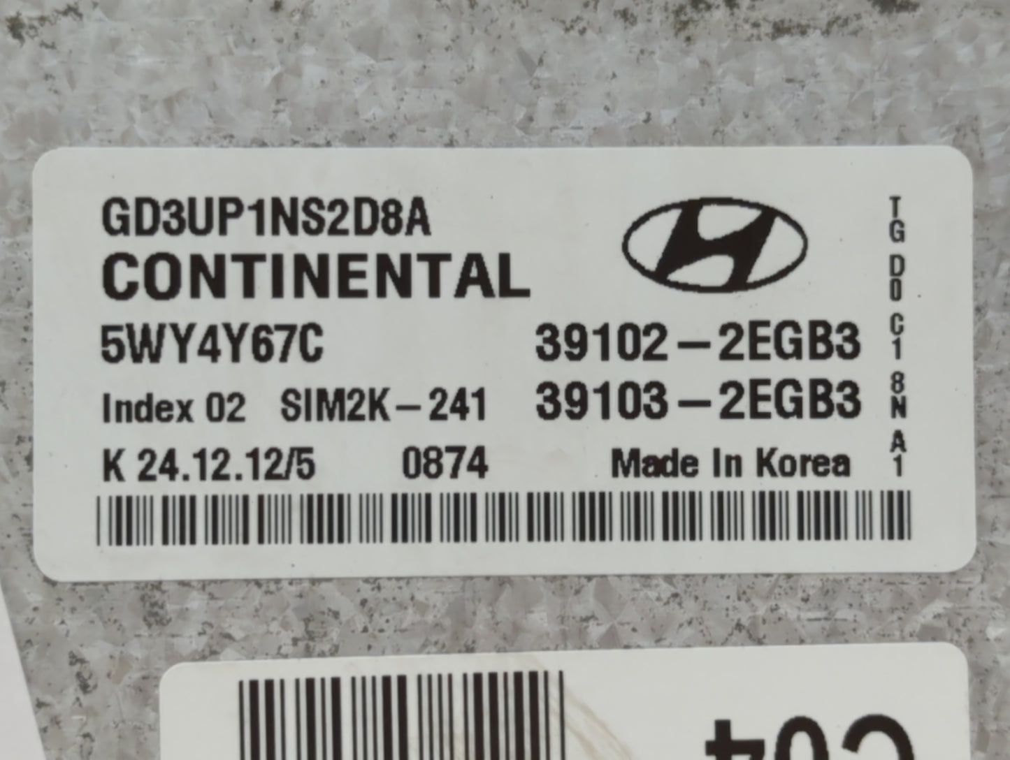 2013 Hyundai Elantra PCM Engine Control Computer ECU ECM PCU OEM P/N:39102-2EGB3 Fits OEM Used Auto Parts - Oemusedautoparts