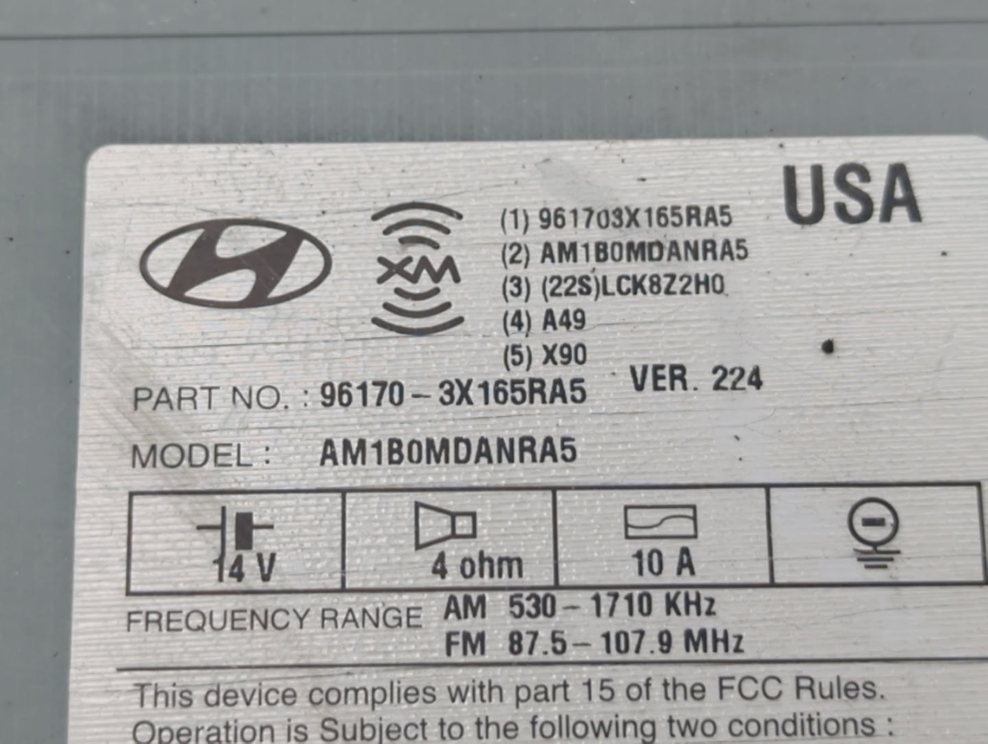 2013 Hyundai Elantra Radio AM FM Cd Player Receiver Replacement P/N:96170-3X165RA5 Fits OEM Used Auto Parts - Oemusedautopar