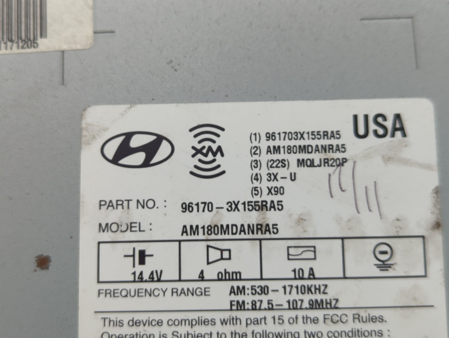 2013 Hyundai Elantra Radio AM FM Cd Player Receiver Replacement P/N:96170-3X165RA5 Fits OEM Used Auto Parts - Oemusedautopar