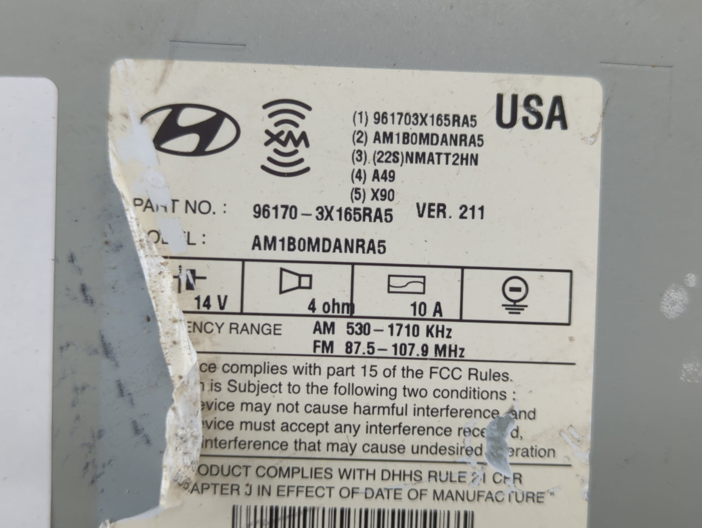 2011-2013 Hyundai Elantra Radio AM FM Cd Player Receiver Replacement P/N:96170-3X165RA5 Fits Fits 2011 2012 2013 OEM Used Au
