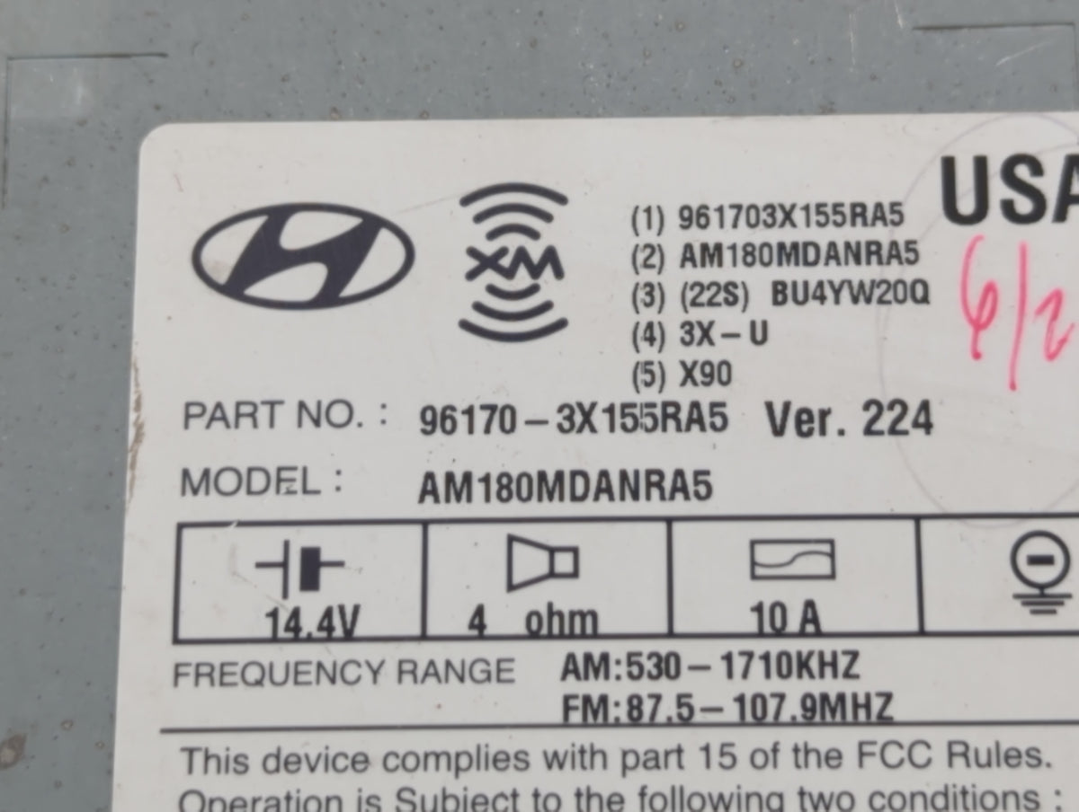 2011-2013 Hyundai Elantra Am Fm Cd Player Radio Receiver 614808 - Oemusedautoparts1.com