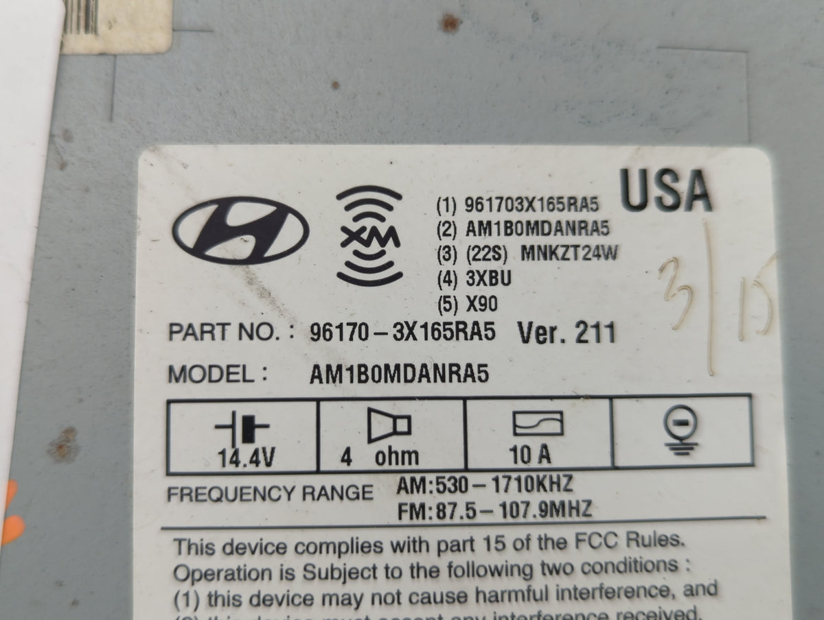 2013-2013 Hyundai Elantra Am Fm Cd Player Radio Receiver 637748 - Oemusedautoparts1.com