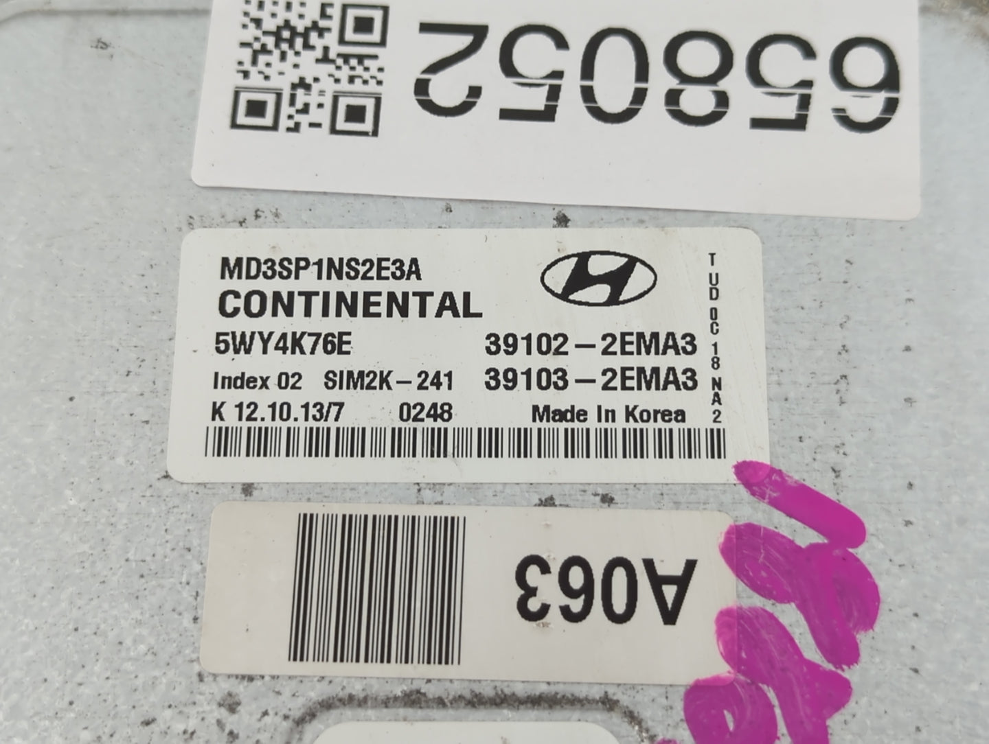 2011-2013 Hyundai Elantra PCM Engine Control Computer ECU ECM PCU OEM P/N:39103-2EMA3 39102-2EMA3 Fits Fits 2011 2012 2013 O