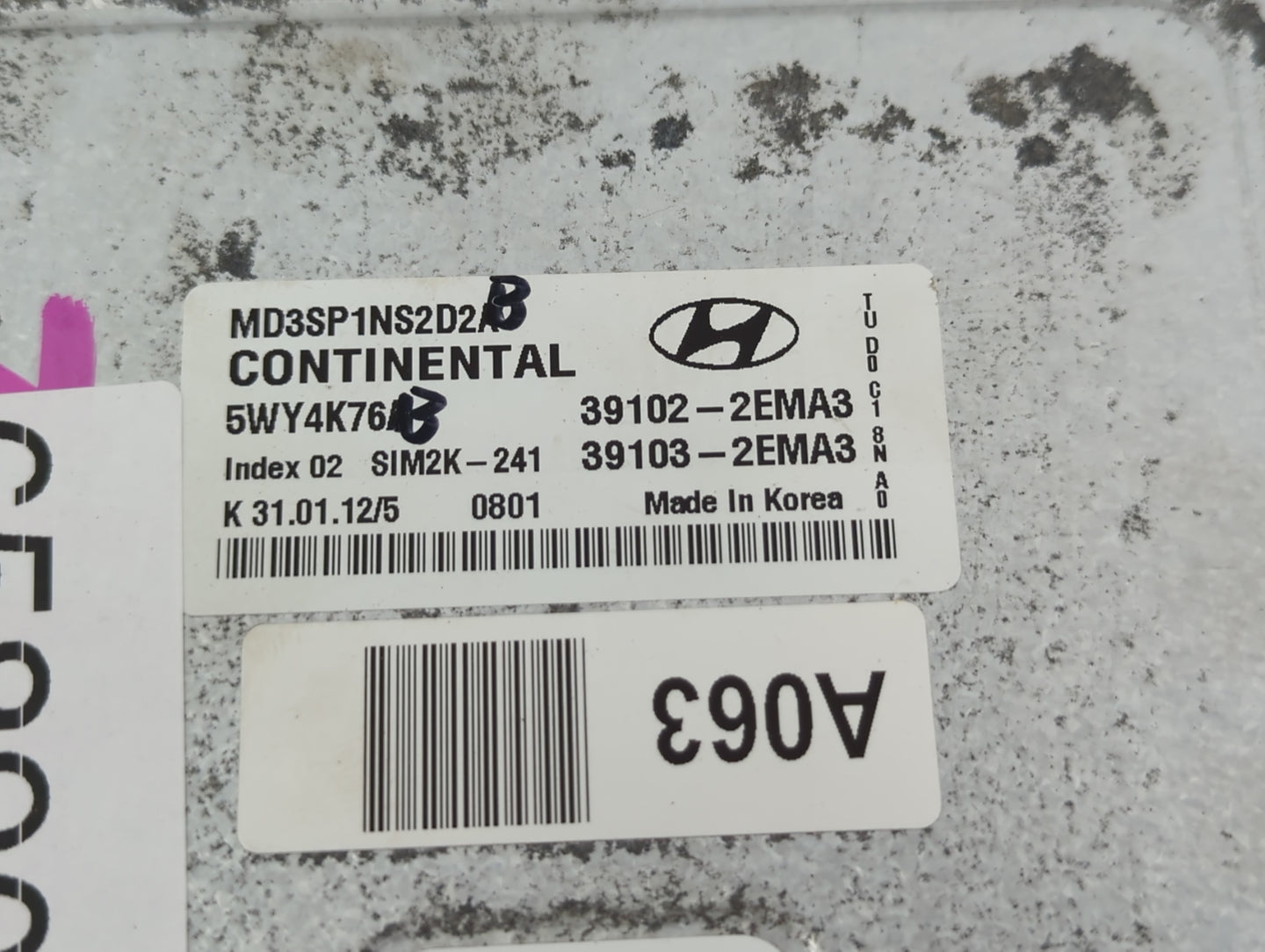 2011-2013 Hyundai Elantra PCM Engine Control Computer ECU ECM PCU OEM P/N:39103-2EMA3 39102-2EMA3 Fits Fits 2011 2012 2013 O