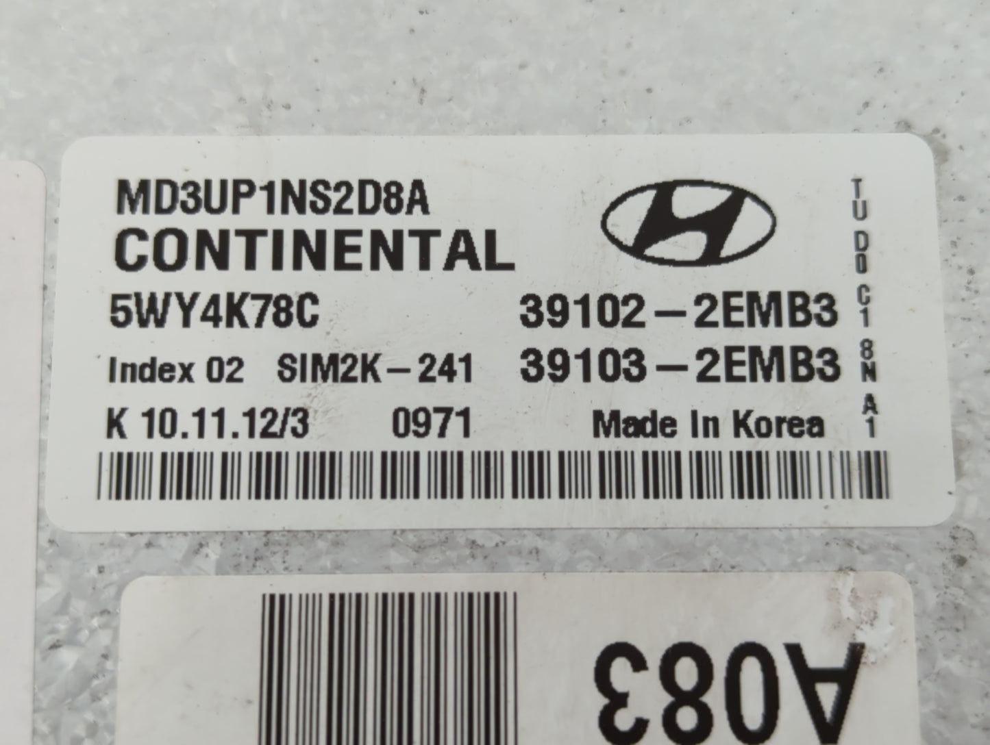 2011-2013 Hyundai Elantra PCM Engine Control Computer ECU ECM PCU OEM P/N:39103-2EMB3 39102-2EMB3 Fits Fits 2011 2012 2013 O