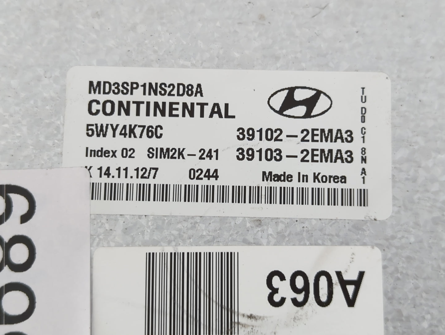 2011-2013 Hyundai Elantra PCM Engine Control Computer ECU ECM PCU OEM P/N:39103-2EMA3 39102-2EMA3 Fits Fits 2011 2012 2013 O
